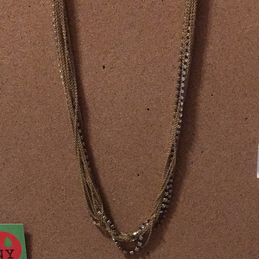 J. Crew Crystal and Gold Chain Necklace